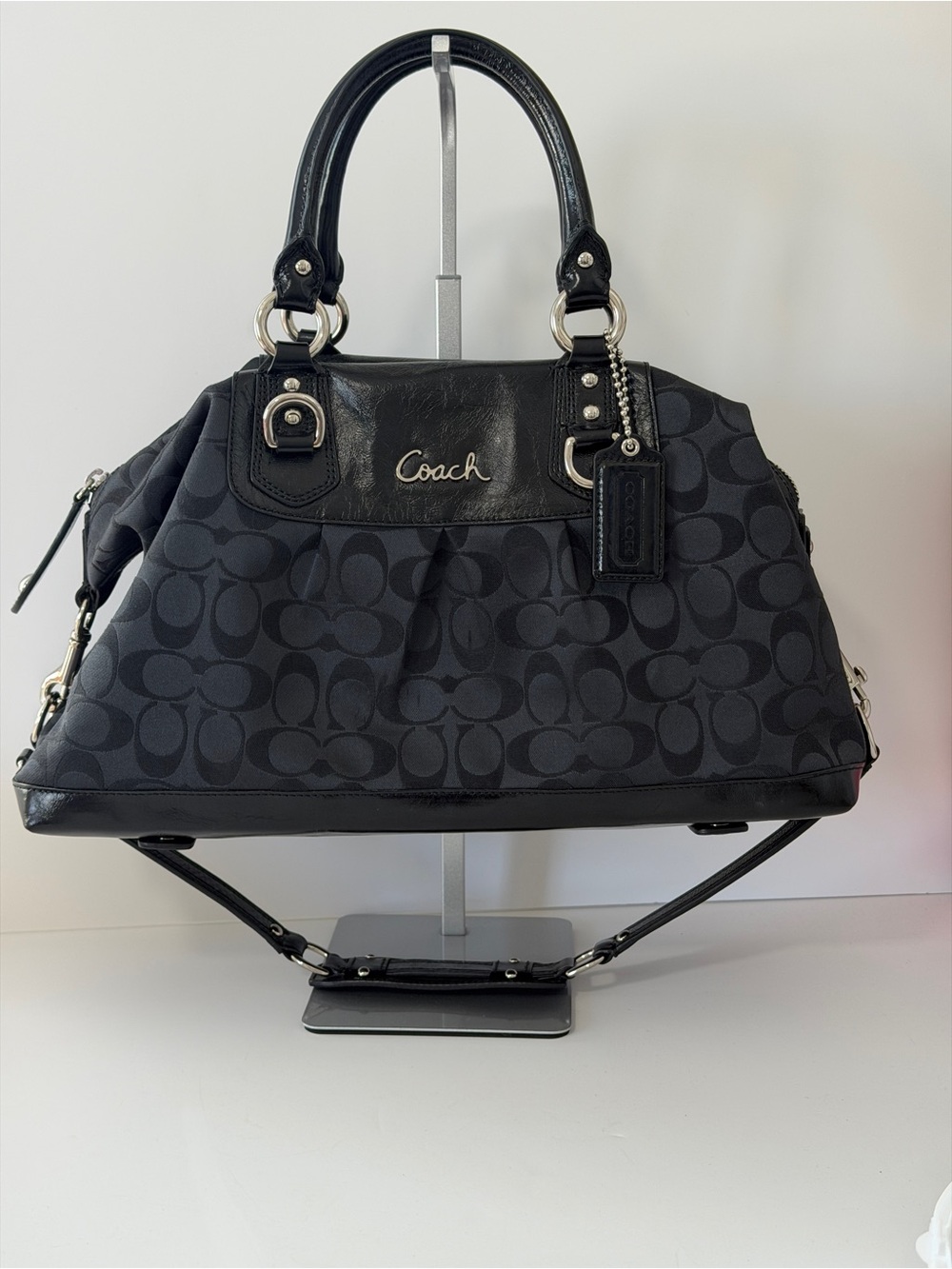 Coach Black Signature Satchel Shoulder Bag